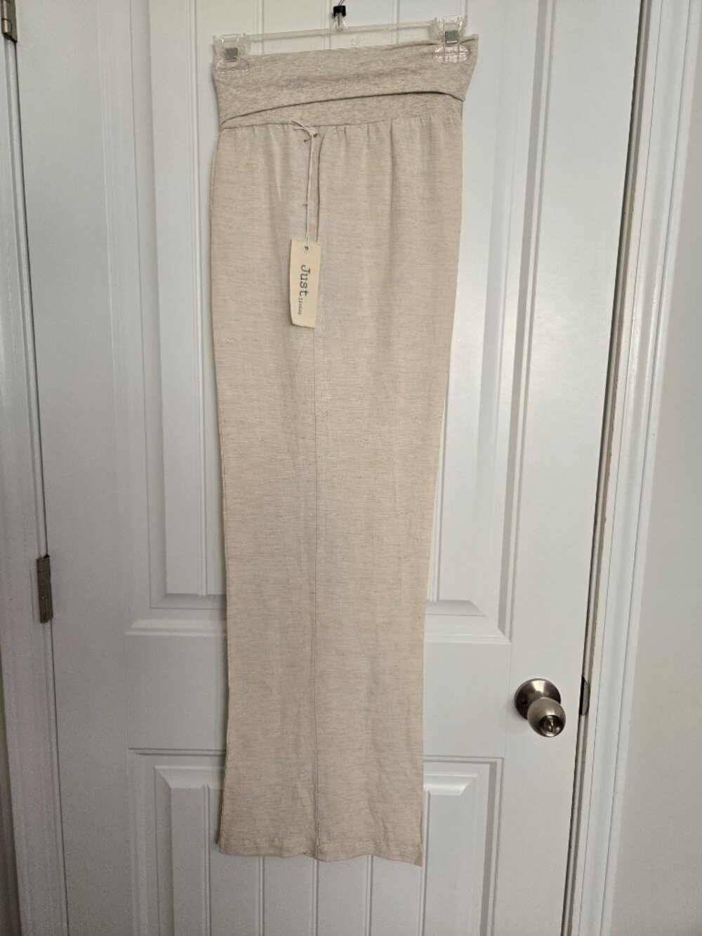 Just Living Oatmeal Wide Leg Linen Blend Pants | Medium | NWT